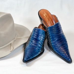 Donald J. Pliner - Western Blue Snakeskin Mules - Size 8